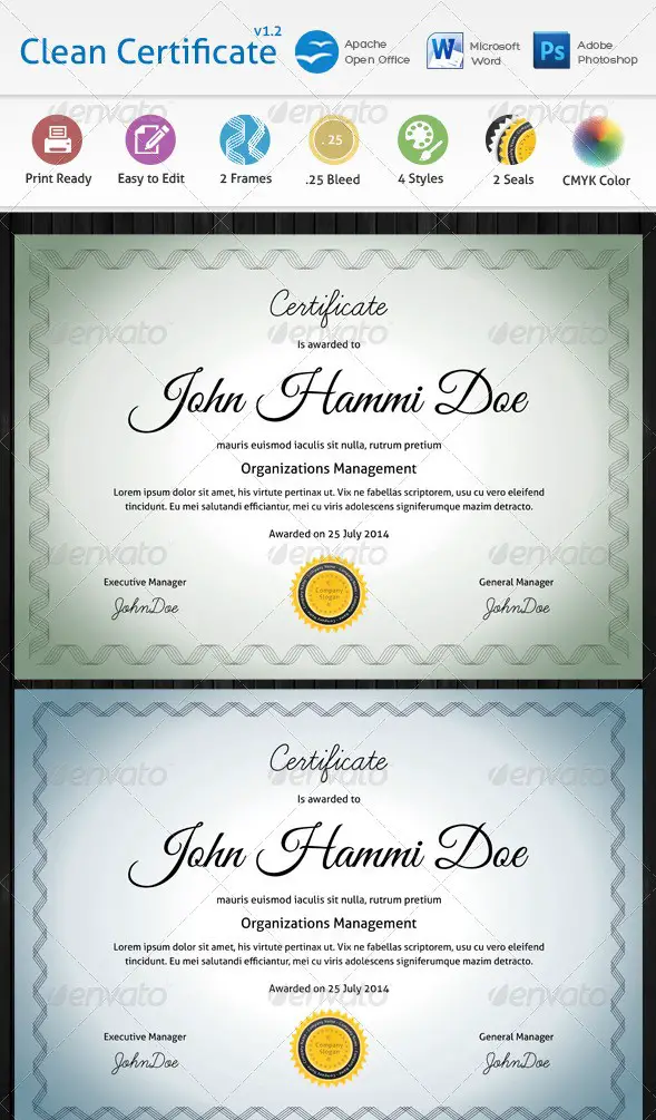 Clean Certificate Templates