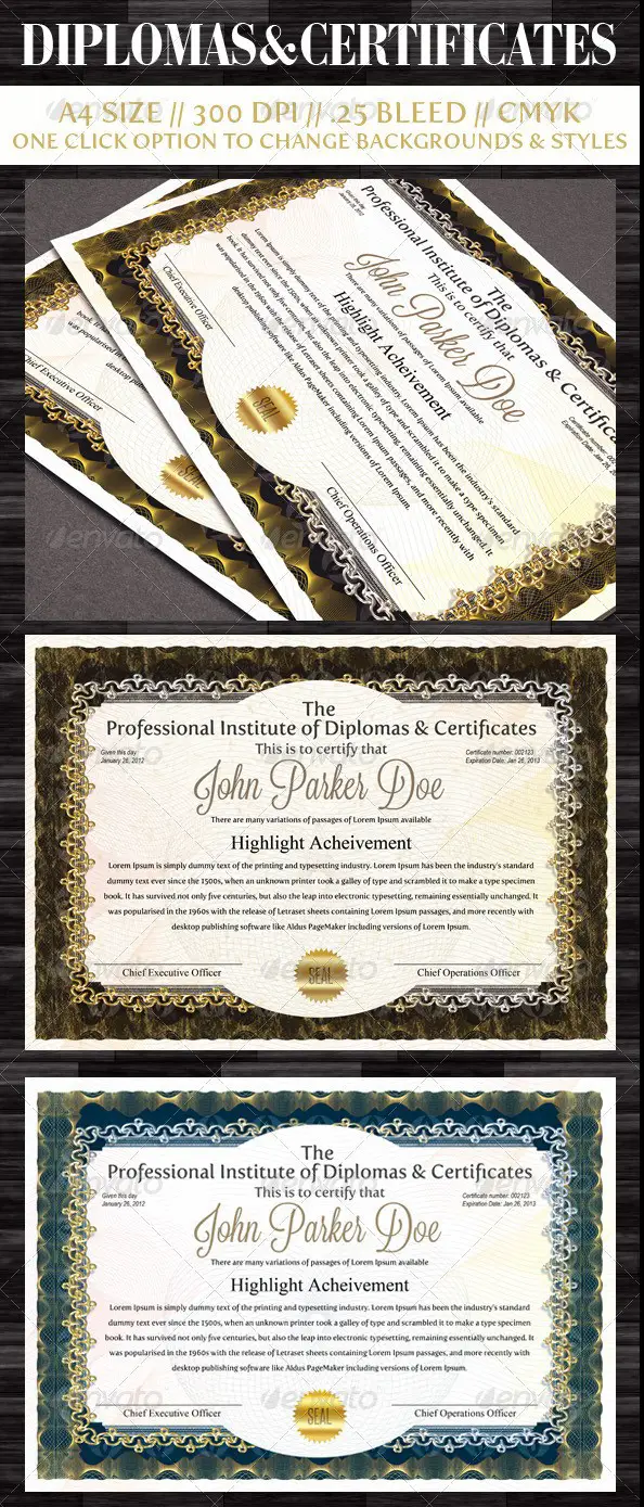 Diplomas & Certificates Templates