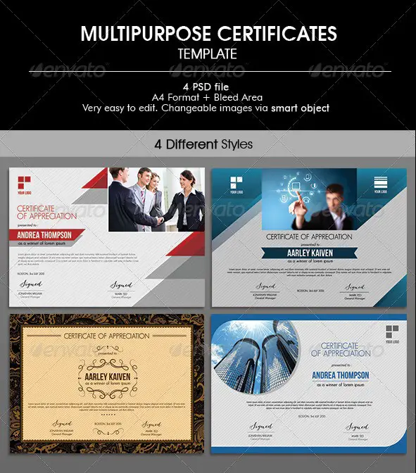 Multipurpose Certificates Templates