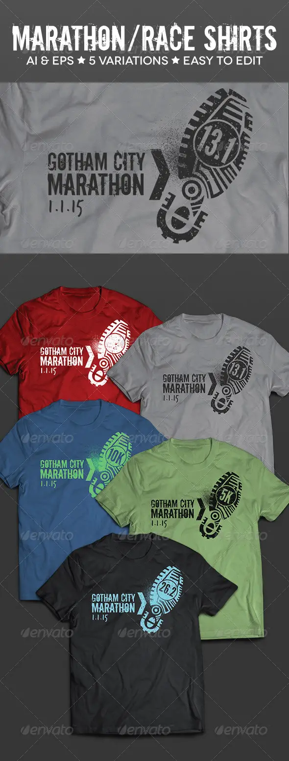 Race & Marathon Running T-Shirts Mockup