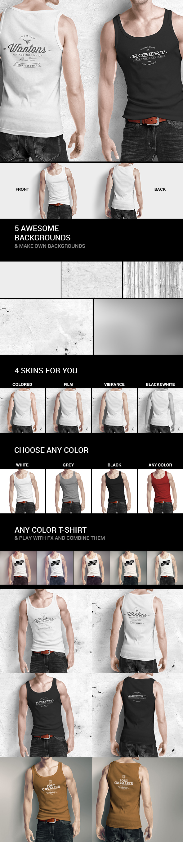 T-shirt / Tank Shirt Bundle Mockup Template