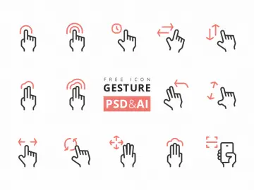 Touch Screen Gesture Icons PSD AI