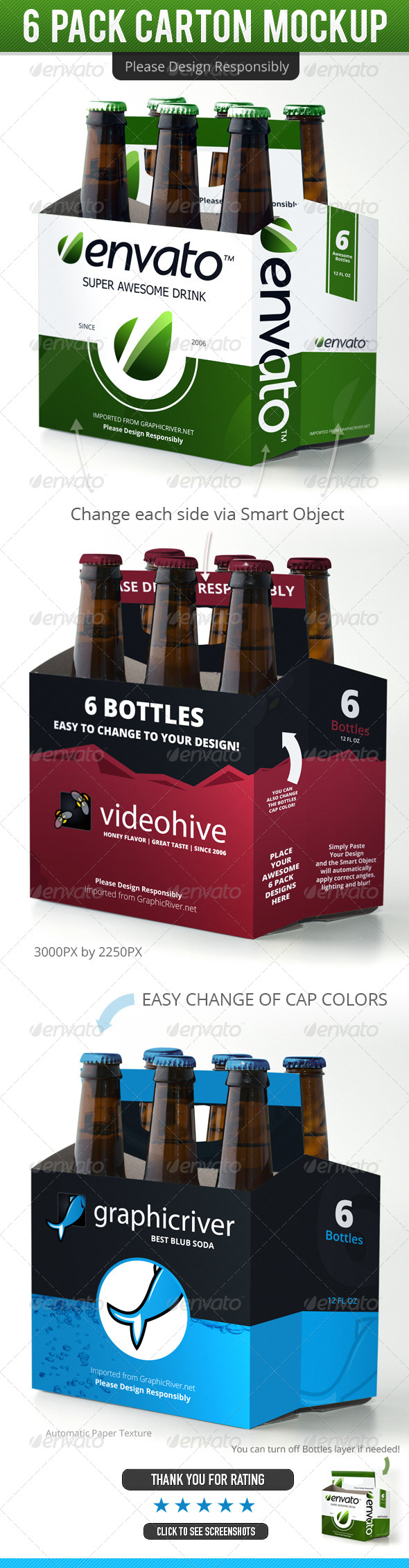 6 Pack Beer Carton Mockup