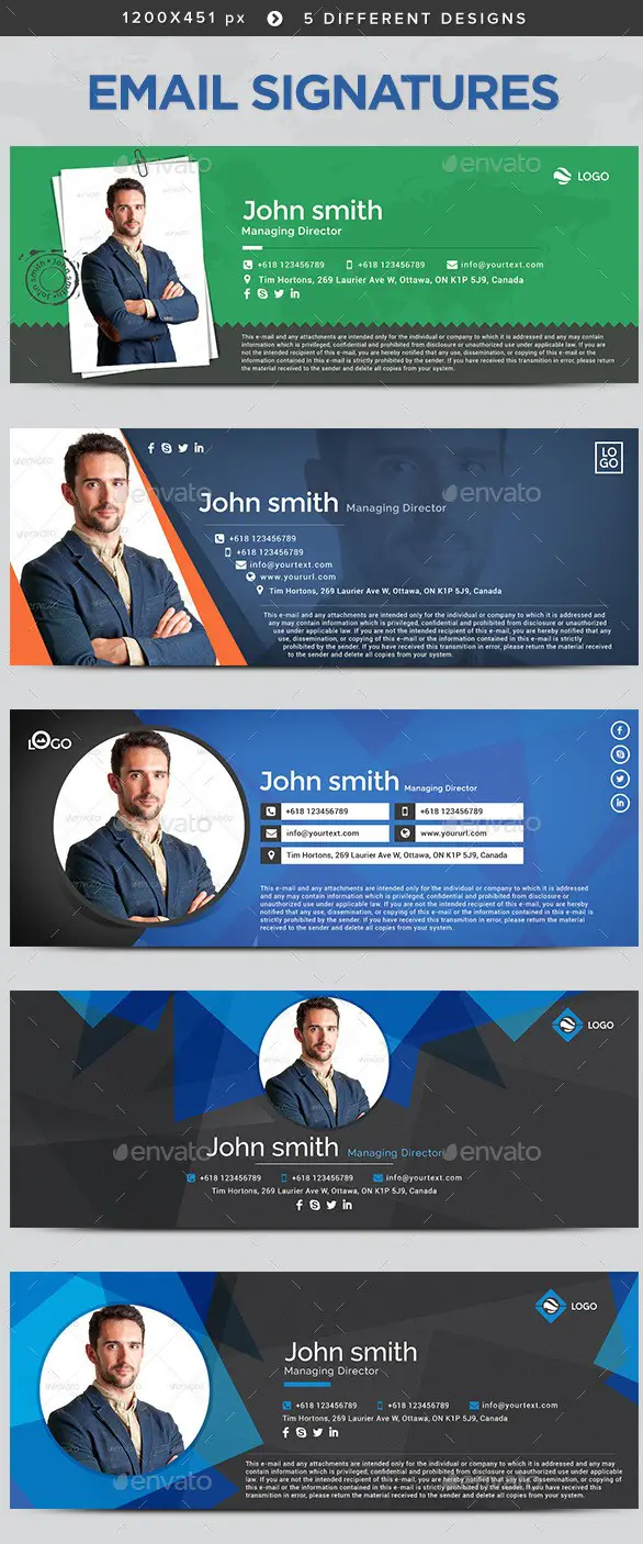 Email Signature Templates - 5 Designs