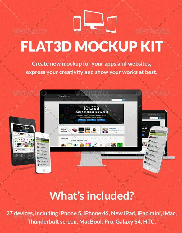 Flat 3D Mockup Kit