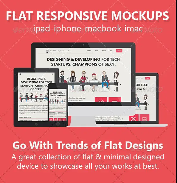 Flat Responsive Screen Mockups