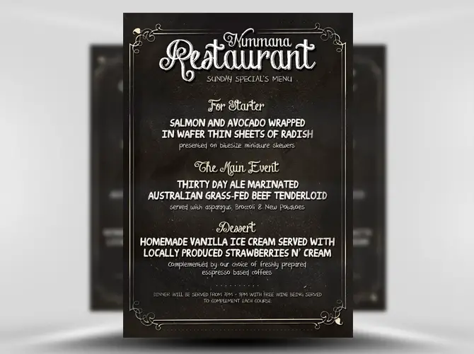 Free Chalk Board Menu PSD Flyer Template