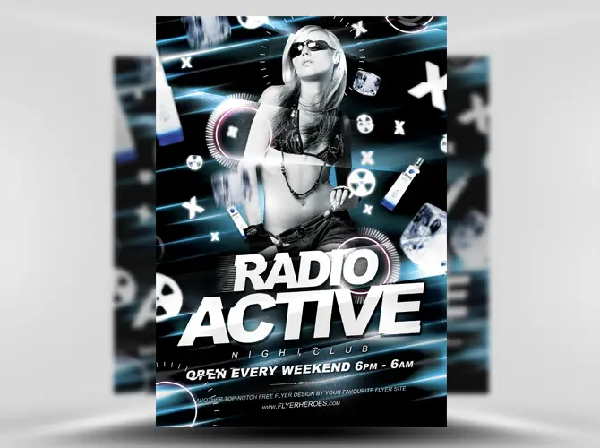 Radio Active Free Flyer Template