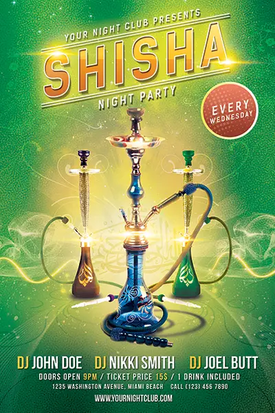 Shisha Party Flyer Free PSD Template