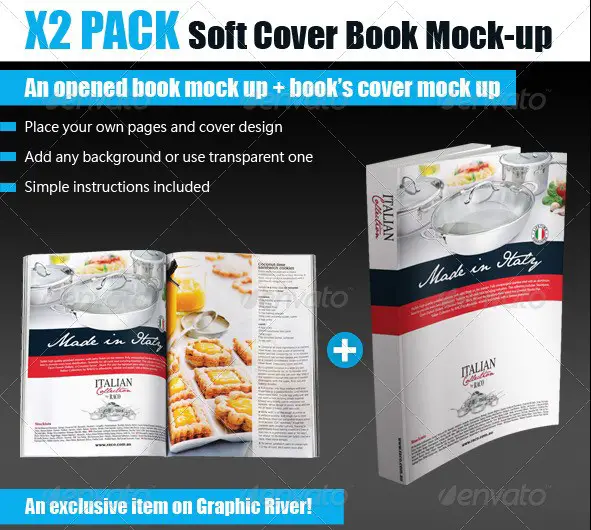 Softcover Opened Book Mockup
