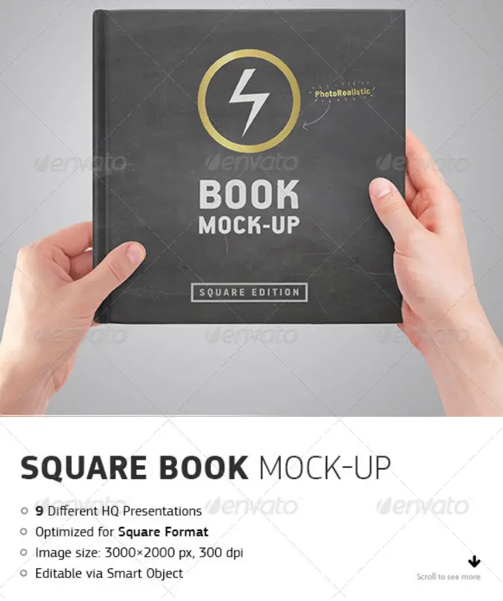 Square Book Mockup