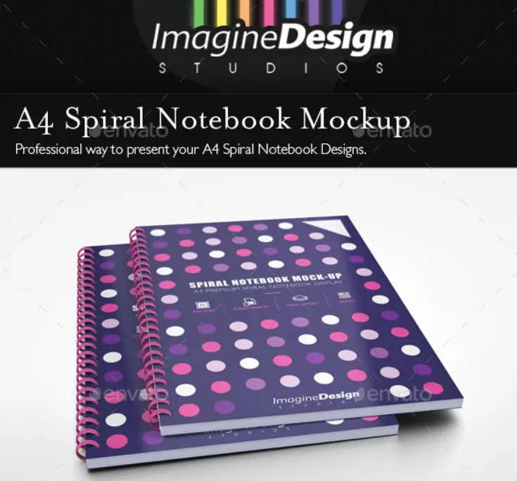 A4 Spiral Notebook Mockup