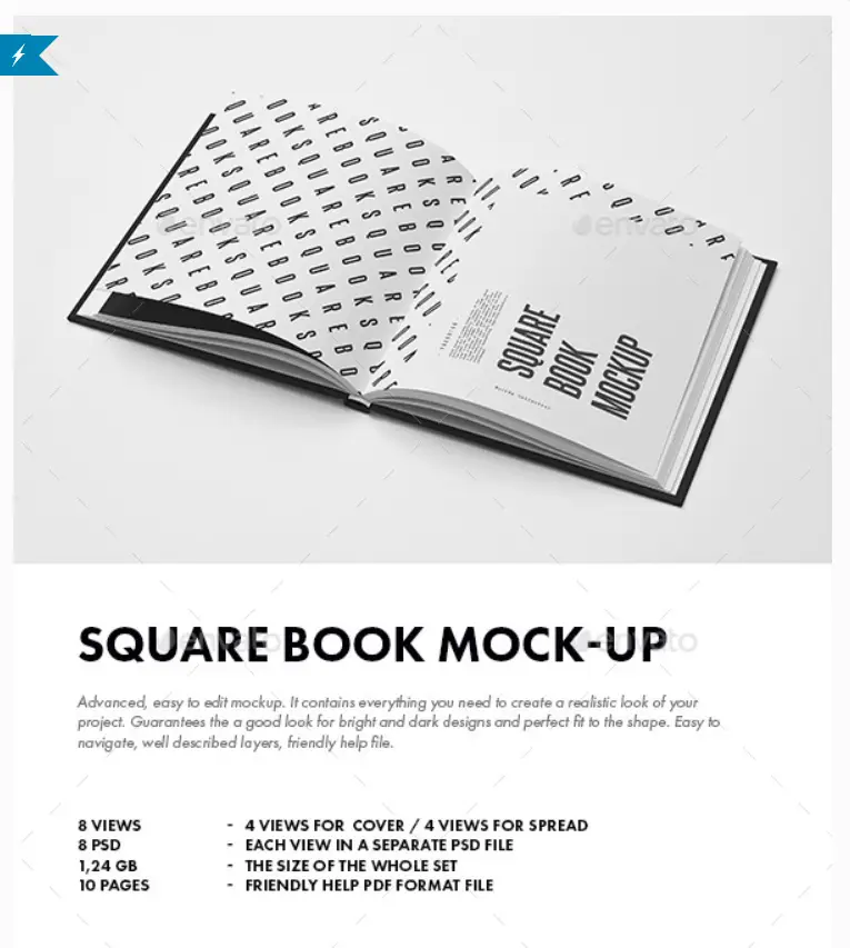 Square Book Mockup