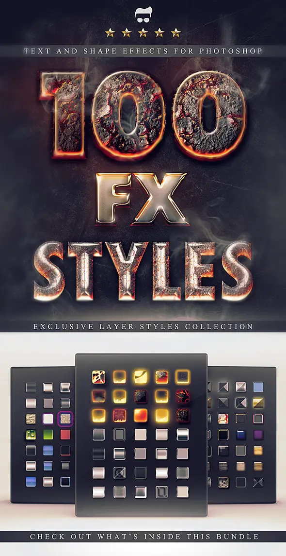 100 Layer Styles Bundle - Text Effects Set