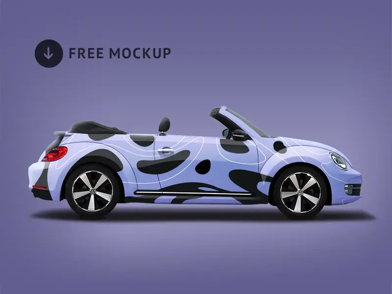 Free Volkswagen Beetle Branding Mockup PSD