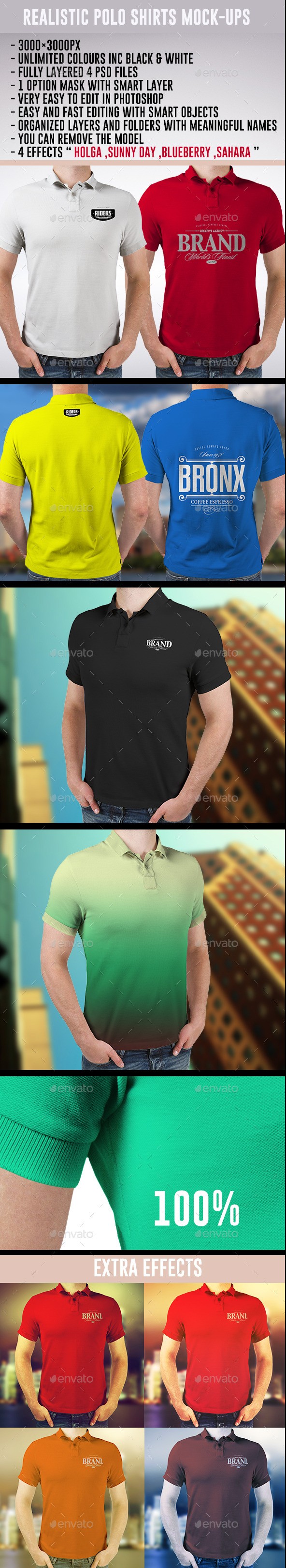 Realistic Polo Shirts Mockups