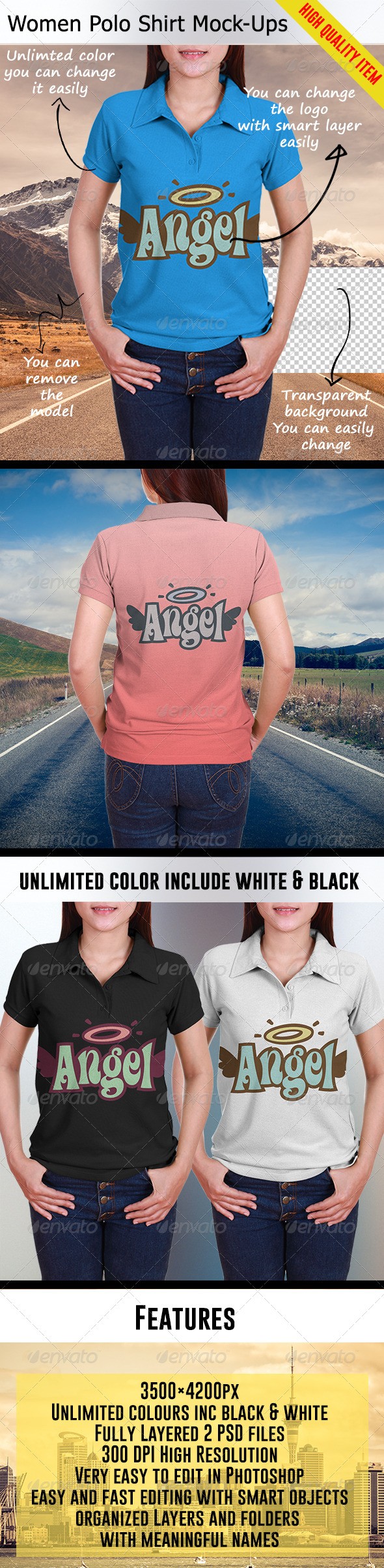 Women Polo Shirt Mockups