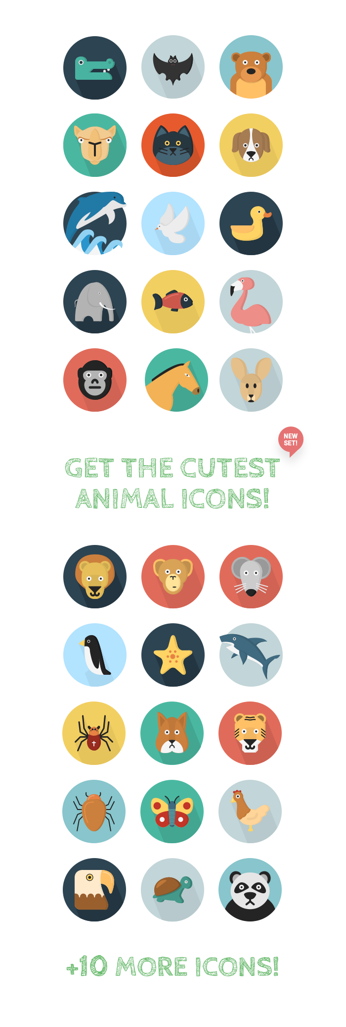 40 Flat Animal Icons