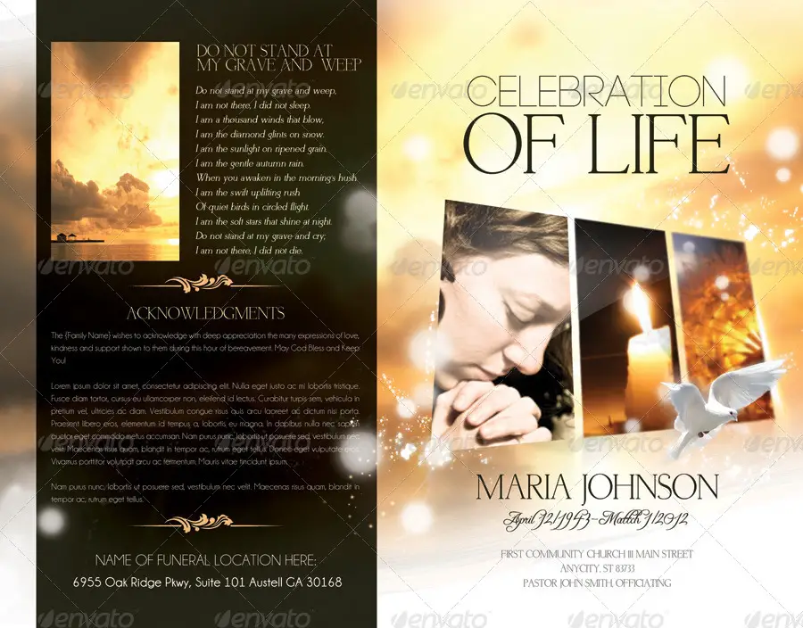 Celebration of life - Funeral Program Brochure Template