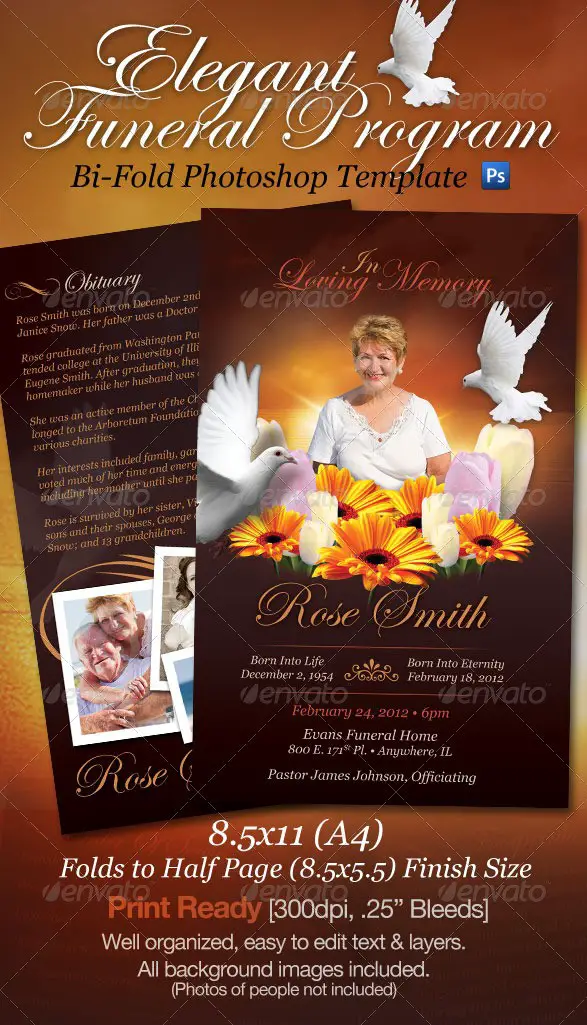 Funeral Program Brochure Template