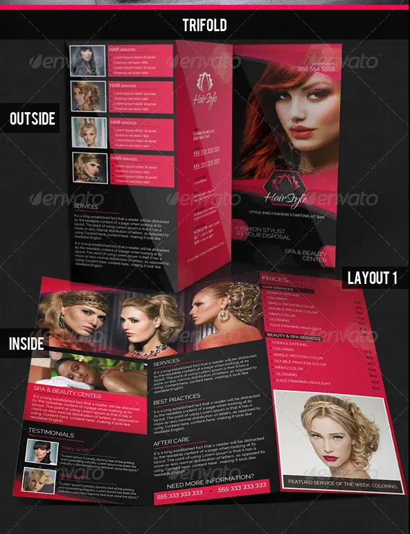 Hair Salon Fashion Style Bi-Fold & Tri-fold Brochures