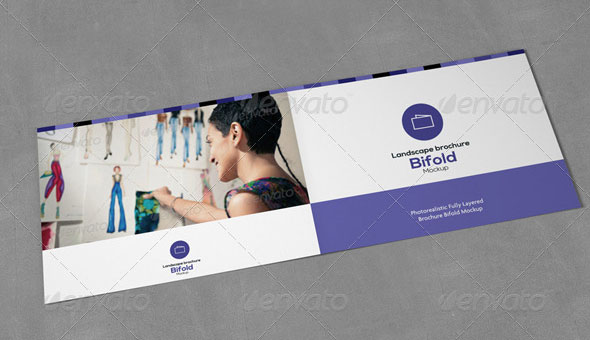 Landscape Bi-fold Brochure Mockup