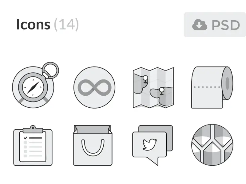 Monochromatic Flat UI Icons