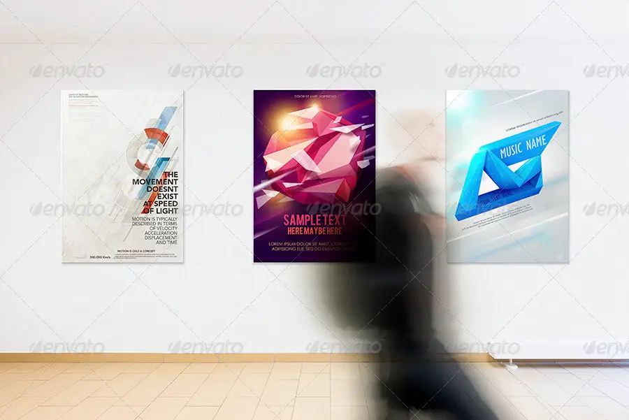 Photorealistic Gallery Poster Mockup