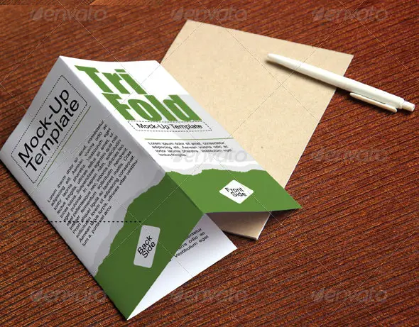 Photorealistic Tri-fold Brochure Mockup