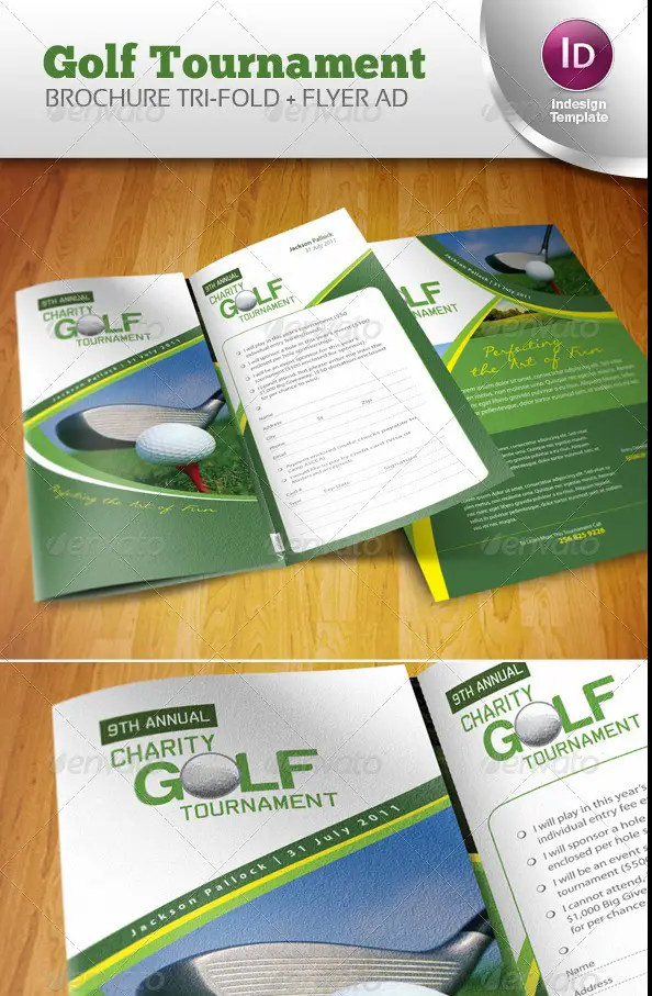 Tri-Fold Golf Tournament Brochure Template