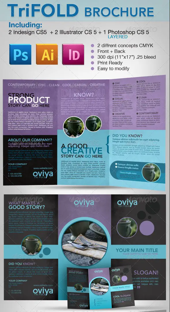 Tri-fold Brochure - Indesign, Illustrator & photoshop