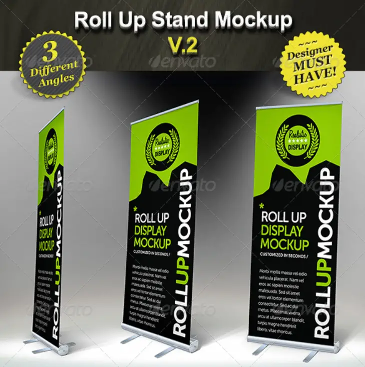 Roll Up Stand Mockup - Smart Template Display