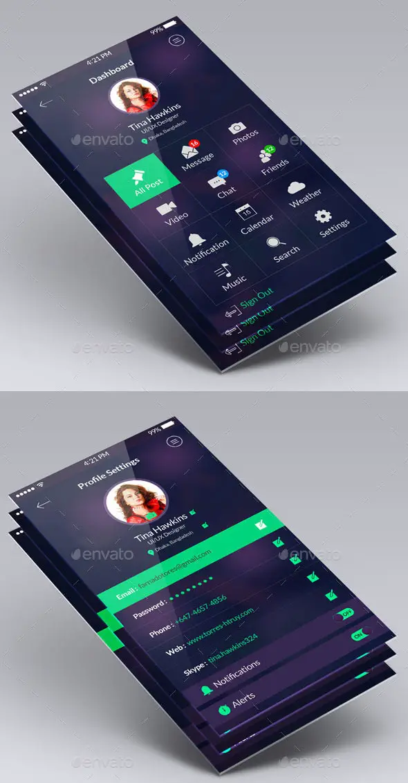 Clean Flat App UI Design Kit