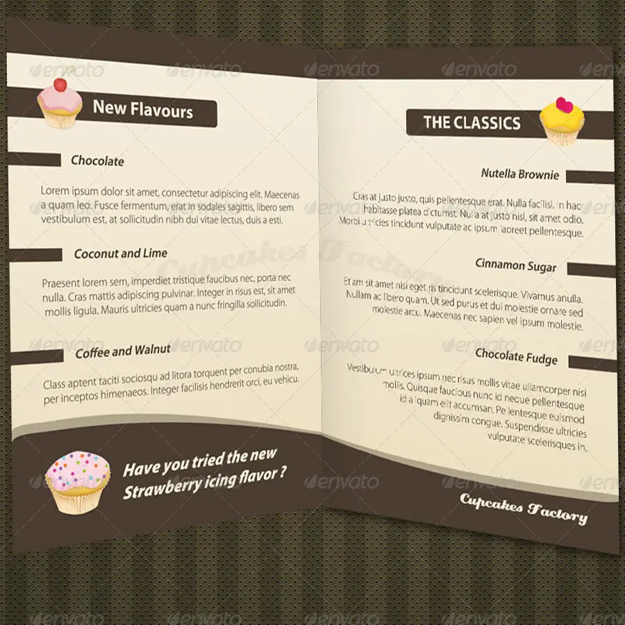 Cupcakes Bakery Menu