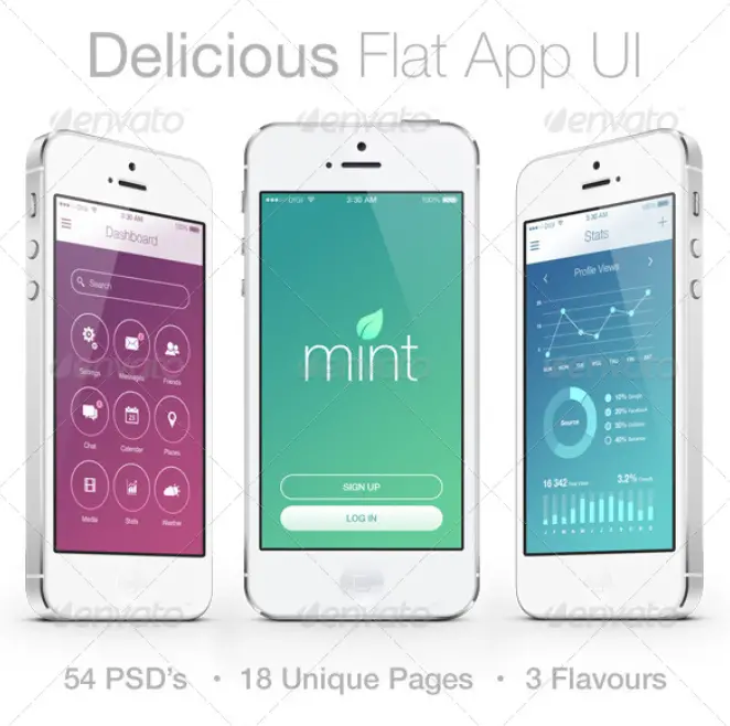 Delicious Flat Mobile App UI