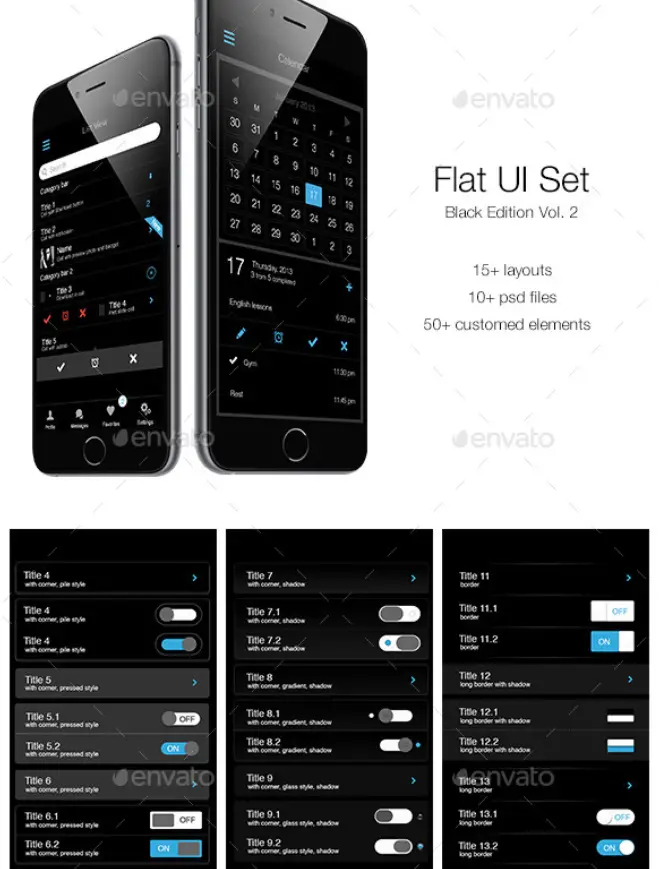 Flat UI Set Black Edition Vol. 2