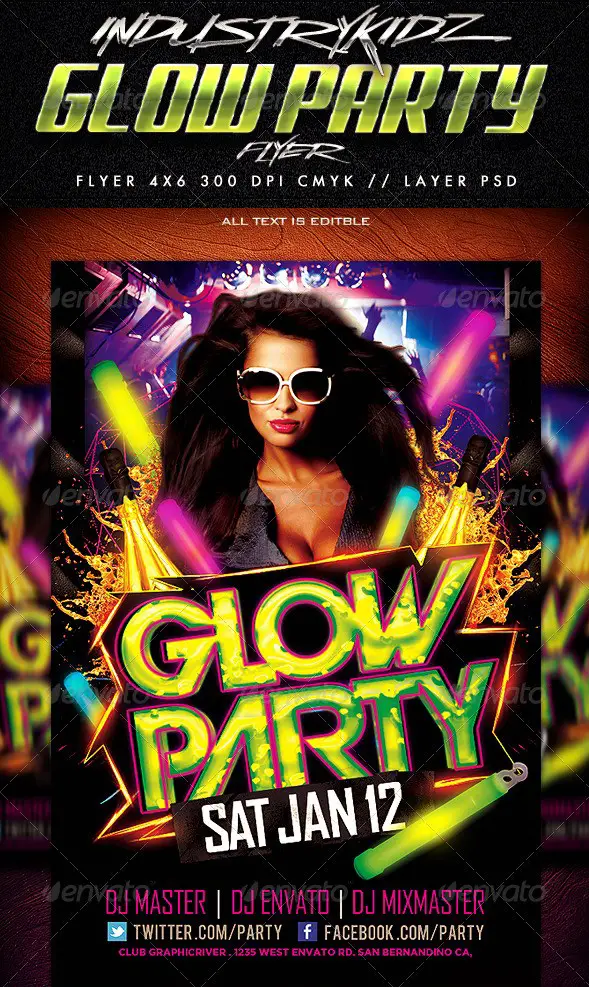 Glow Party Flyer Template