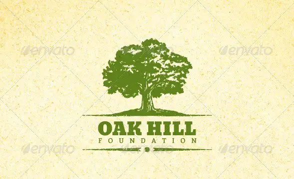 Holistic Oak Tree Vintage Emblem Logo Set