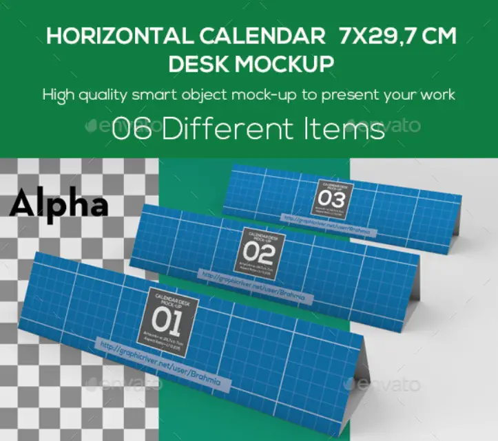 Horizontal Calendar Desk Mockup