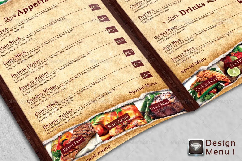 Modern Vintage Restaurant Menu Templates