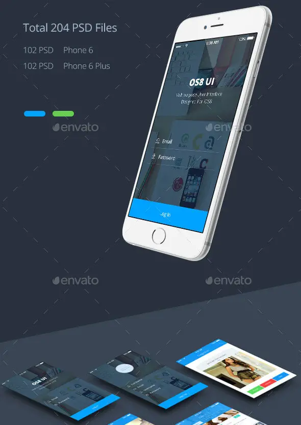 Phone 6 Plus OS 8 Style App UI Templates