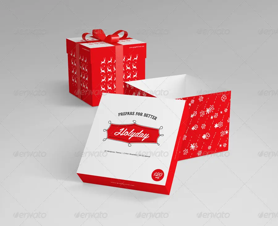 Realistic Gift Box Mockup