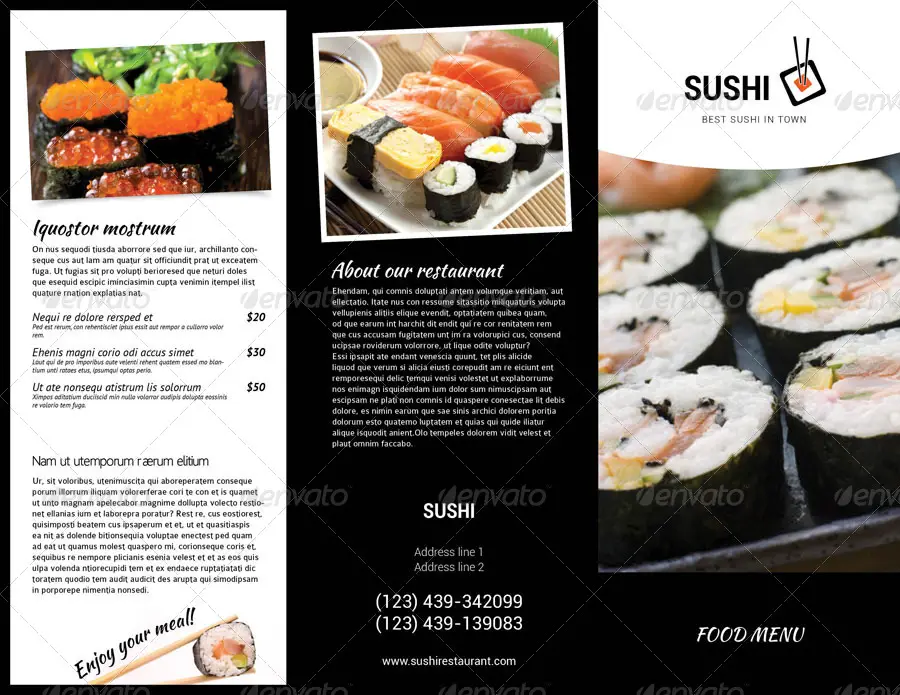 Sushi Menu Tri-Fold