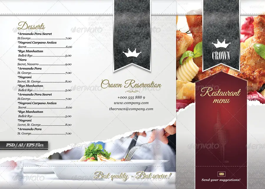 Tri-Fold Restaurant Menu Template