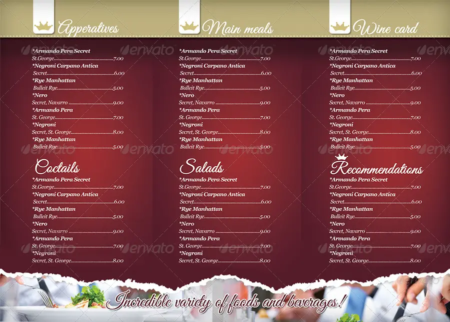 Tri-Fold Restaurant Menu Template