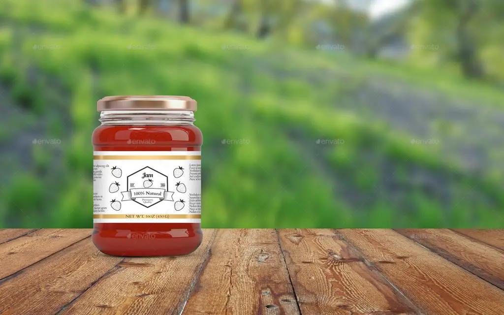 4 Jam and Honey Glass Jars Mockup