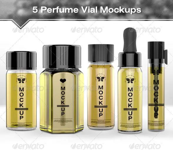 5 Perfume Vial Mockups