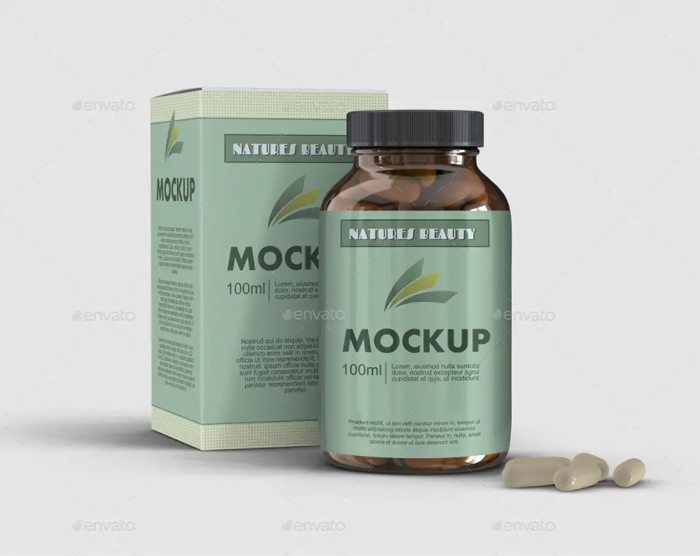 5 Supplement Capsule Bottle Mockups