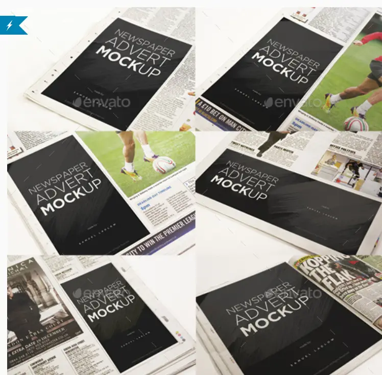 6 Newspaper Advert Mockups