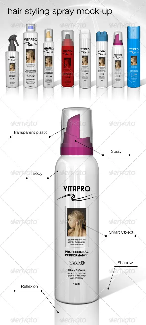 8 Hair Styling Spray Mockups